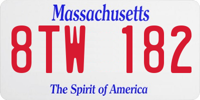 MA license plate 8TW182