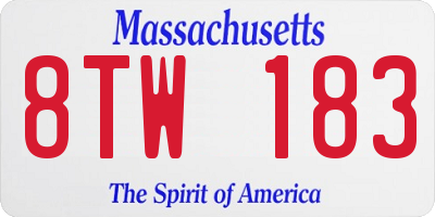 MA license plate 8TW183