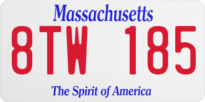 MA license plate 8TW185