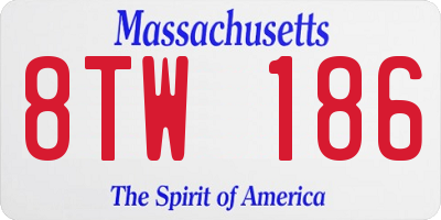 MA license plate 8TW186