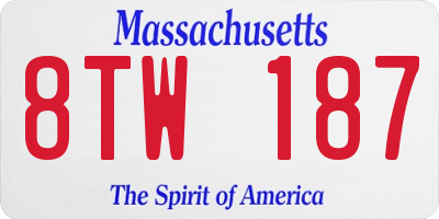 MA license plate 8TW187