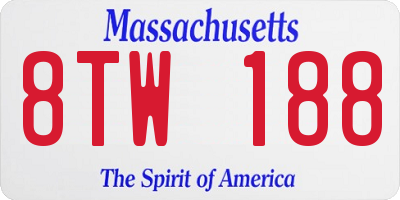 MA license plate 8TW188