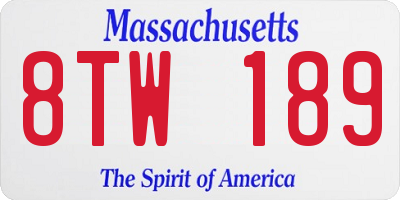 MA license plate 8TW189
