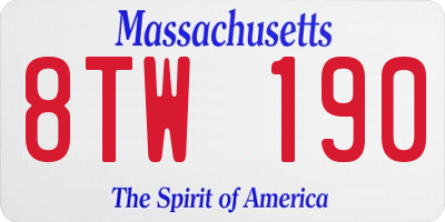 MA license plate 8TW190