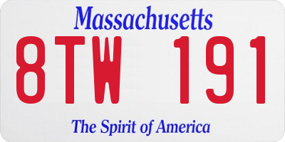 MA license plate 8TW191