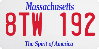 MA license plate 8TW192
