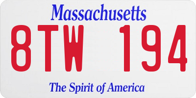 MA license plate 8TW194