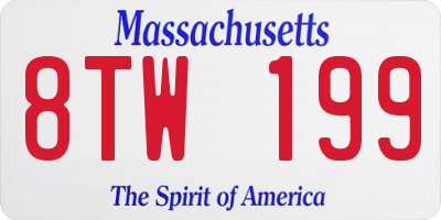 MA license plate 8TW199