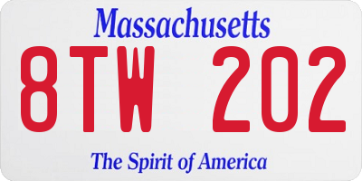 MA license plate 8TW202