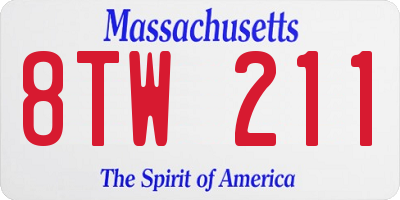 MA license plate 8TW211