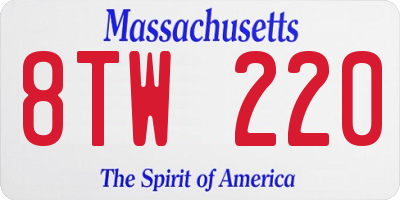 MA license plate 8TW220