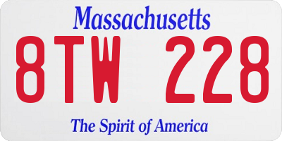 MA license plate 8TW228