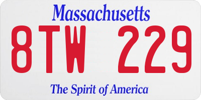 MA license plate 8TW229