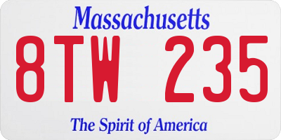 MA license plate 8TW235