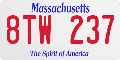 MA license plate 8TW237