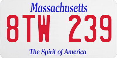 MA license plate 8TW239
