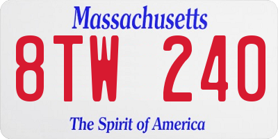 MA license plate 8TW240