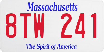 MA license plate 8TW241