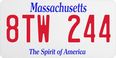 MA license plate 8TW244