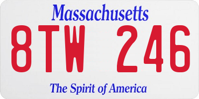 MA license plate 8TW246