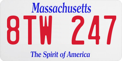 MA license plate 8TW247