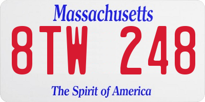 MA license plate 8TW248