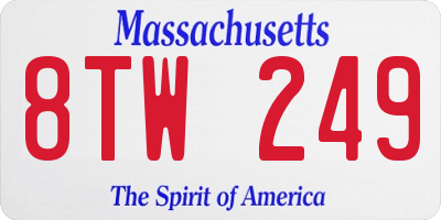 MA license plate 8TW249