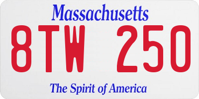MA license plate 8TW250