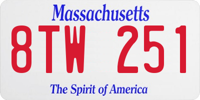MA license plate 8TW251