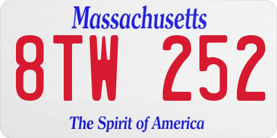 MA license plate 8TW252
