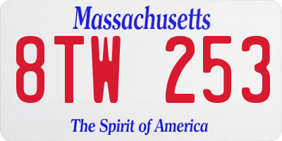 MA license plate 8TW253