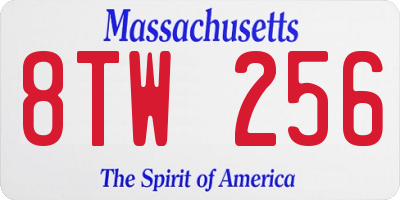 MA license plate 8TW256