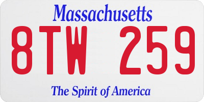 MA license plate 8TW259