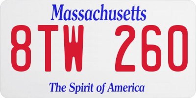 MA license plate 8TW260
