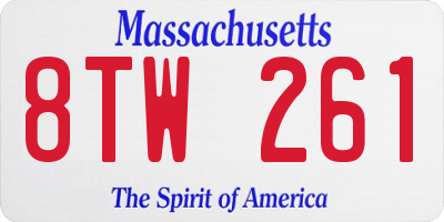 MA license plate 8TW261