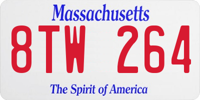 MA license plate 8TW264