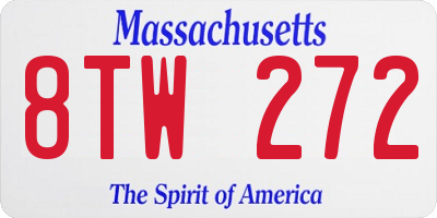 MA license plate 8TW272