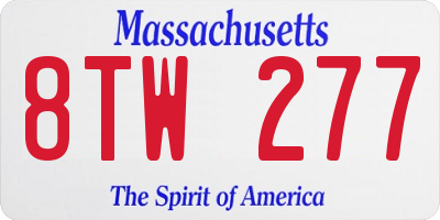 MA license plate 8TW277
