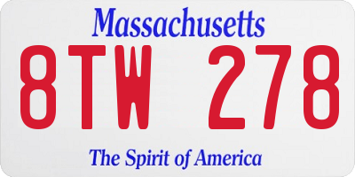 MA license plate 8TW278