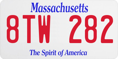 MA license plate 8TW282