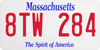 MA license plate 8TW284