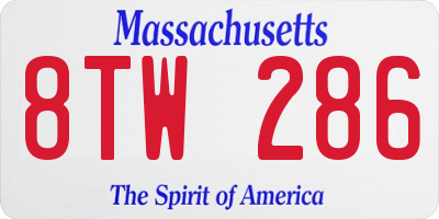 MA license plate 8TW286