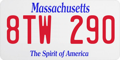 MA license plate 8TW290