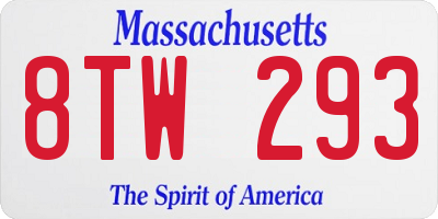 MA license plate 8TW293