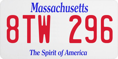 MA license plate 8TW296