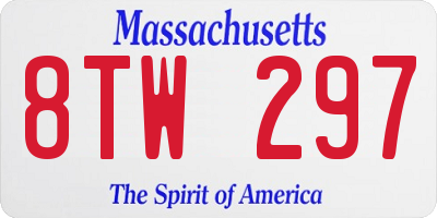 MA license plate 8TW297