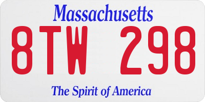 MA license plate 8TW298