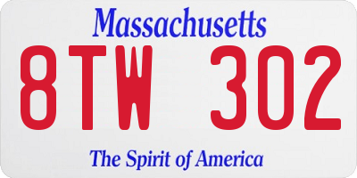 MA license plate 8TW302