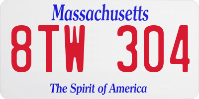 MA license plate 8TW304