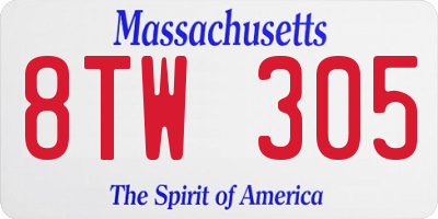 MA license plate 8TW305